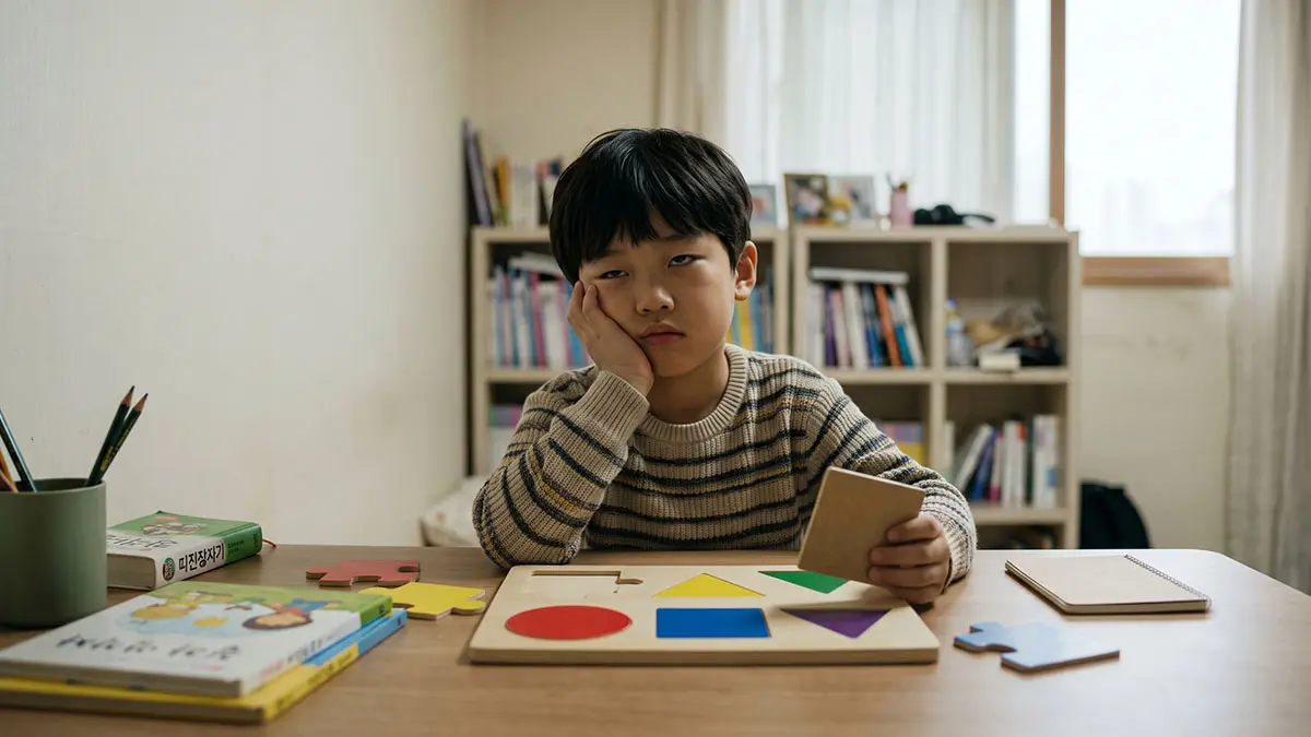 너무 쉬운 인지 과제를 반복하며 지루해하는 아이의 모습, 뇌 성장이 멈춘 안전지대